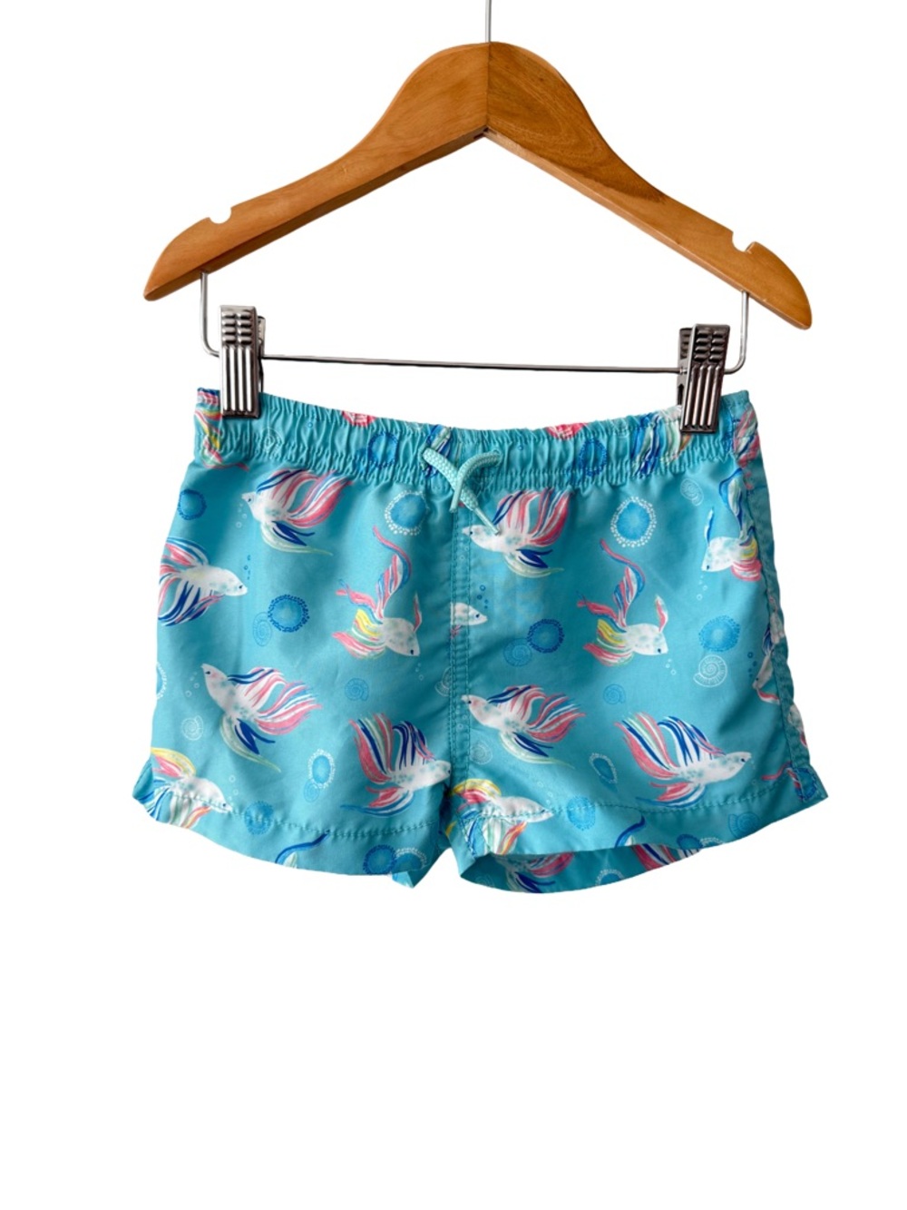 Zara Light Blue Fish-Print Swim Shorts 3/4 years